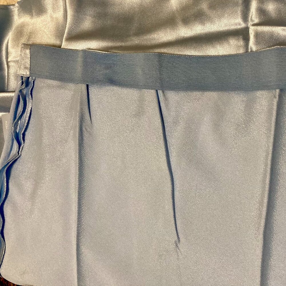 NWT, SZ XL (see measurements) Silky Satin Midi Trumpet Skirt, Ice Blue - Picture 2 of 4